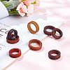 DELORIGIN 8Pcs 2 Style Wood Grooved Finger Ring Settings WOOD-DR0001-01-4