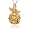 Golden Tone Brass Hollow Round Cage Pendants KK-J237-01G-2