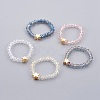 Electroplate Glass Beads Stretch Finger Rings RJEW-JR00238-M-1