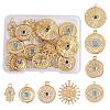 16Pcs 8 Style Eye Theme 304 Stainless Steel Rhinestone Pendants STAS-SZ0002-85G-1