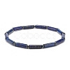 Natural Gemstone Column & Synthetic Hematite Stretch Bracelet BJEW-JB08458-3