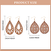 ANATTASOUL 2 Pairs 2 Style Natural Wood Hollow Out Teardrop Dangle Earrings EJEW-AN0001-54-2
