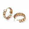 201 Stainless Steel Rectangle Beaded Hoop Earrings with 304 Stainless Steel Pins for Women EJEW-B016-15B-G-2