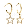 C-Shape with Star Cubic Zirconia Dangle Stud Earrings EJEW-E167-06G-1