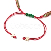 Christmas Tree Brass & MIYUKI Glass Seed Beads Braided Bead Bracelets BJEW-MZ00089-5