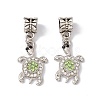 Tortoise Alloy Rhinestone European Dangle Charms ALRI-E002-01AS-01-2