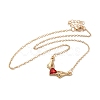 Alloy Rhinestone Hands with Heart Pendant Necklace NJEW-A017-02G-2