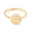 Flat Round with Star Cubic Zirconia Adjustbale Ring RJEW-I078-30G-NR-1