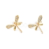 Rack Plating Brass Micro Pave Clear Cubic Zirconia Stud Earrings for Women EJEW-G311-05G-1