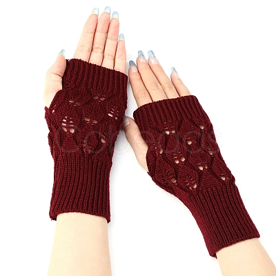 Warm Knitted Acrylic Fiber Half Sleeve Gloves PW-WGFF8D0-07-1