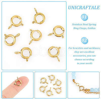 Unicraftale 8Pcs Ion Plating(IP) 304 Stainless Steel Spring Ring Clasps STAS-UN0052-56-1