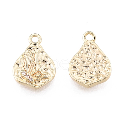 Brass Micro Pave Clear Cubic Zirconia Charms KK-N216-569LG-1