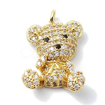 Rack Plating Brass Pave Cubic Zirconia Pendants KK-M282-40G-1