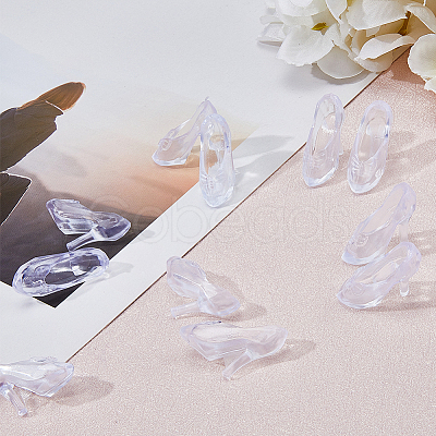 SUPERFINDINGS 50 Pairs Transparent Plastic Mini High-heeled Shoes DJEW-FH0001-15-1