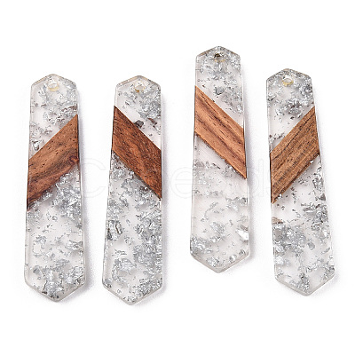 Transparent Resin & Walnut Wood Pendants RESI-TAC0017-05-1