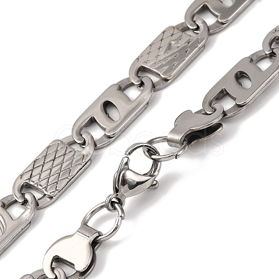 201 Stainless Steel Oval Mariner Link Chain Necklace NJEW-F222-37P-04-1