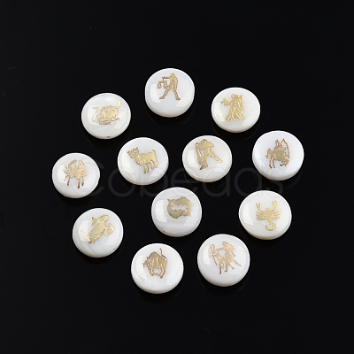 12Pcs 12 Patterns Natural Freshwater Shell Beads SHEL-N003-32-1