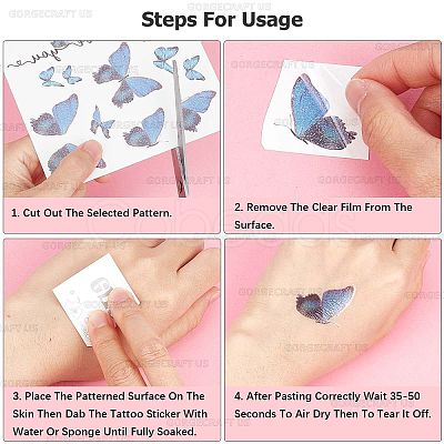 Gorgecraft 12 Sheets 12 Style Butterfly Theme Cool Sexy Body Art Removable Temporary Tattoos Paper Stickers MRMJ-GF0001-37-1