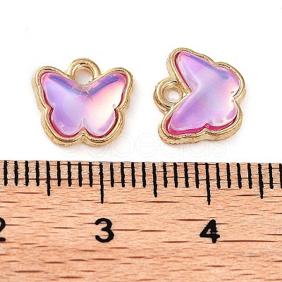 Rack Plating Alloy Glass Charms FIND-Q099-07G-1