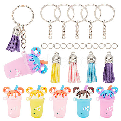 SUNNYCLUE DIY Donut Milk Tea Cup Keychain Making Kit DIY-SC0021-44-1