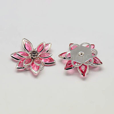 Acrylic Rhinestone Flower Flat Back Cabochons GACR-R016-17-1