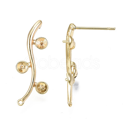 Brass Stud Earring Findings KK-T062-66G-B-NF-1