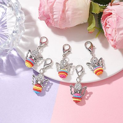 Colorful Angel Resin Pendant Decorations HJEW-JM01908-1