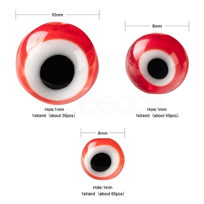 3 Strands 3 Style Handmade Evil Eye Lampwork Round Bead Strands LAMP-LS0001-12F-1