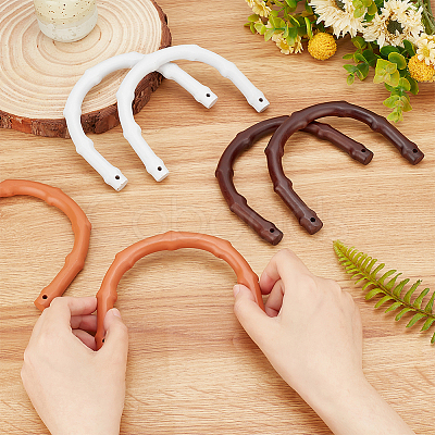 PandaHall Elite 6Pcs 3 Style Wooden U-Shaped Bag Handles FIND-PH0010-40-1