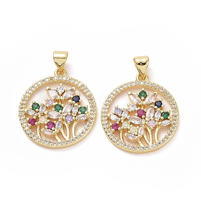 Brass Cubic Zirconia Pendants ZIRC-I062-24G-1