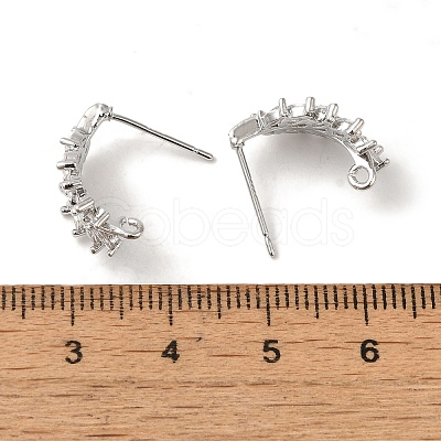 Brass Micro Pave Cubic Zirconia Ear Wire Findings KK-K371-08P-1