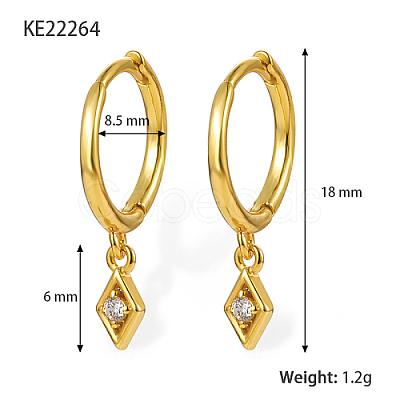 Clear Cubic Zirconia Rhombus Dangle Hoop Earrings FZ2650-1-1