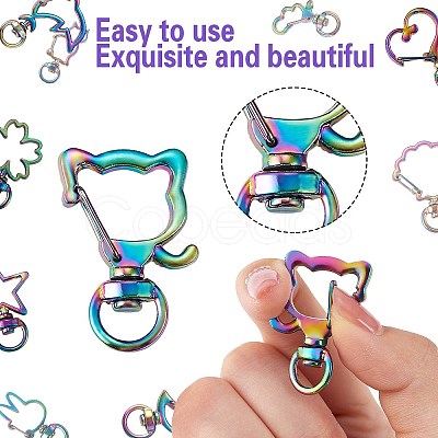 20Pcs 10 Styles Rainbow Color Vacuum Plated Alloy Keychain Clasps JX114A-1