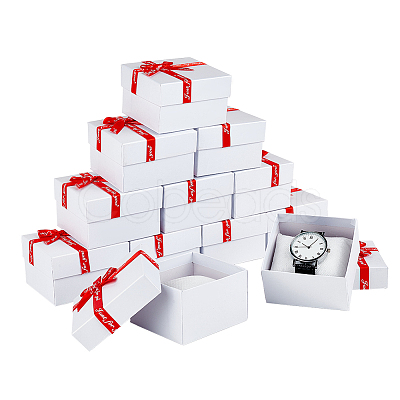 Square Cardboard Watch Package Boxes CON-WH0086-105B-1