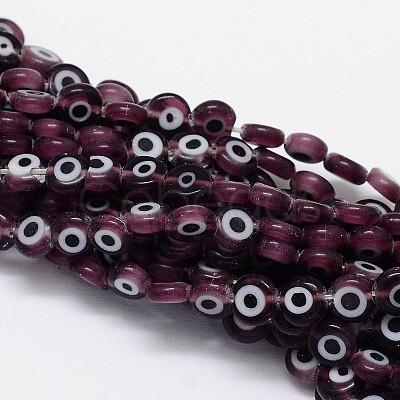 Handmade Evil Eye Lampwork Flat Round Bead Strands LAMP-L058-12mm-03-1