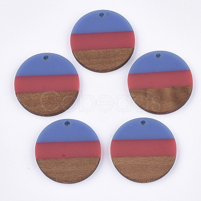 Tri-color Resin & Walnut Wood Pendants RESI-S358-78G-1