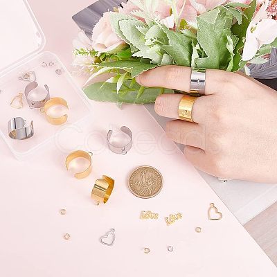 Unicraftale DIY Love Charm Cuff Ring Making Kit STAS-UN0039-60-1