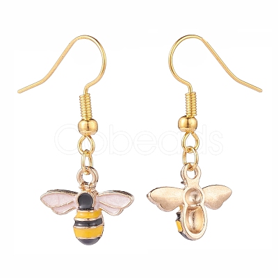 Bee Theme Enamel Dangle Earrings EJEW-JE04808-1