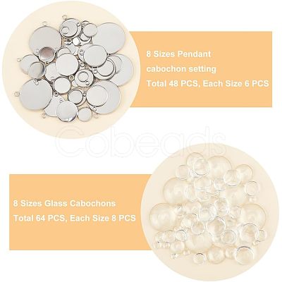 Unicraftale DIY Half Round Mixed Size Pendant Making Kits DIY-UN0002-41P-1