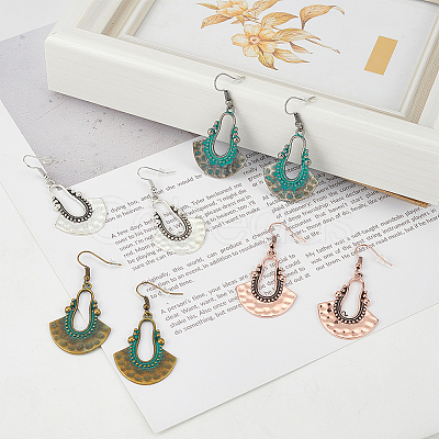 ANATTASOUL 4 Pairs 4 Colors Hollow Teardrop Alloy Dangle Earrings with Brass Pins for Women EJEW-AN0004-57-1