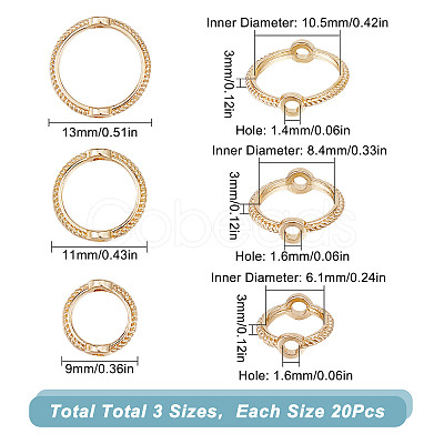 SUNNYCLUE 60Pcs 3 Style Brass Bead Frames KK-SC0003-25-1