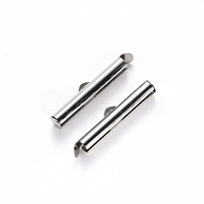 Tarnish Resistant 304 Stainless Steel Slide On End Clasp Tubes STAS-S115-01H-P-1