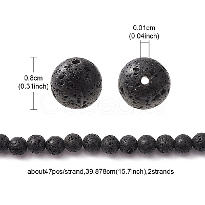 Natural Lava Rock Round Beads Strands G-YW0002-08-1