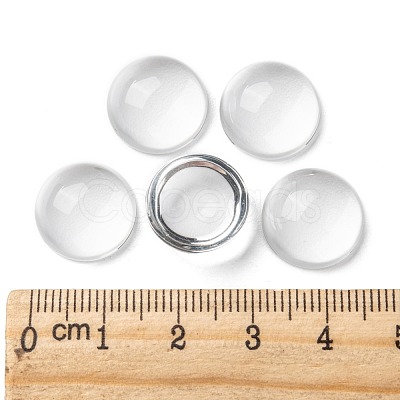 Transparent Half Round Glass Cabochons GGLA-R027-14mm-1