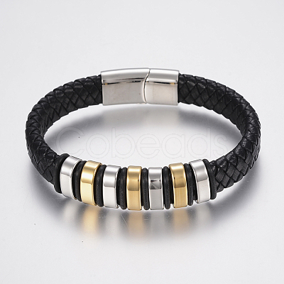 Braided Leather Cord Bracelets BJEW-H560-69-1