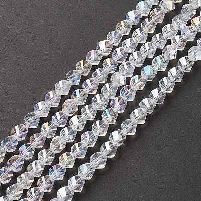 Electroplate Glass Beads Strands X-EGLA-R031-8mm-10-1