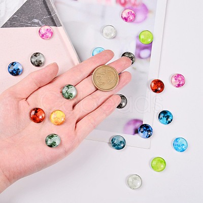 50Pcs Luminous Glass Cabochons sgGLAA-SZ0001-15B-1