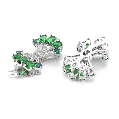 Brass Emerald Rhinestone Box Clasps KK-S356-578-NF-1