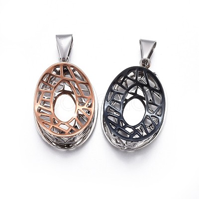 304 Stainless Steel Hollow Pendants STAS-O124-12M-1