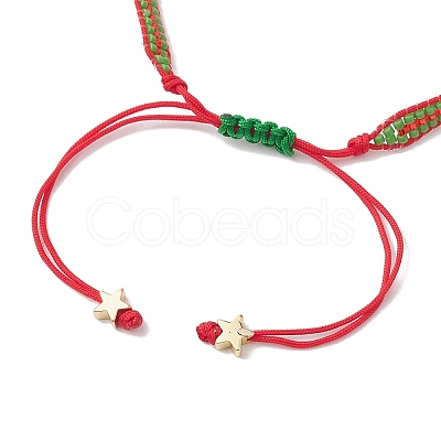 Christmas Tree Brass & MIYUKI Glass Seed Beads Braided Bead Bracelets BJEW-MZ00089-1